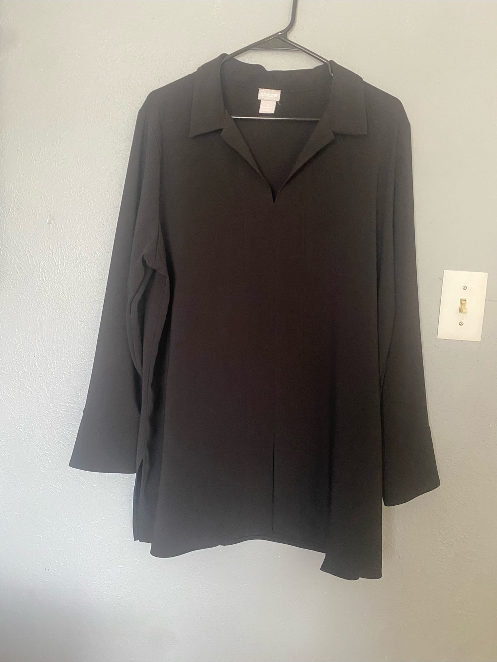 Chico's Black Long-Sleeve Casual Tunic blouse Size 3